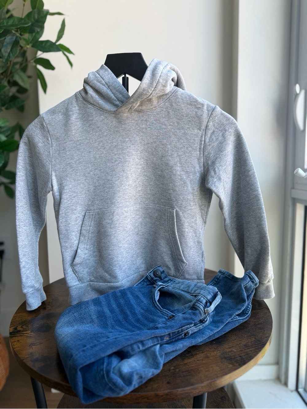 H&M Kids Gray Hoodie & Skinny Fit Jeans Outfit Bundle Size 7